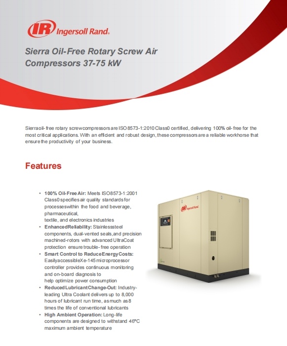 SL75 Ingersoll Rand Oil-free Screw Air Compressor